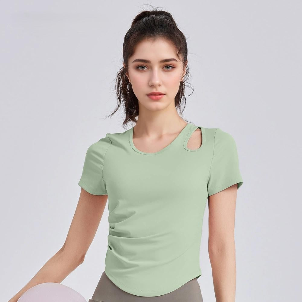 Ceecile Hana Cut-out Short Sleeve Top Yoga wears