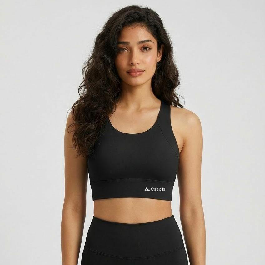 Ceecile MOTION Fixed Pad Sports Bra | Wireless Racerback Gym Yoga Top
