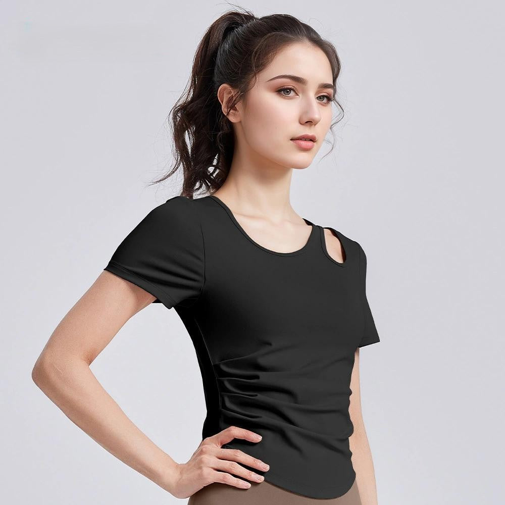 Ceecile Hana Cut-out Short Sleeve Top Yoga wears