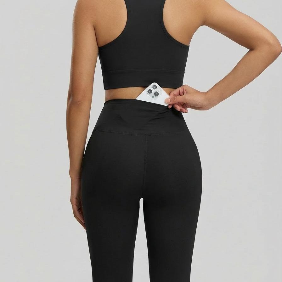 Ceecile MOTION No Front Seam High Waist Yoga Leggings (Upgraded Fabric) | Back Pocket Gym Pants