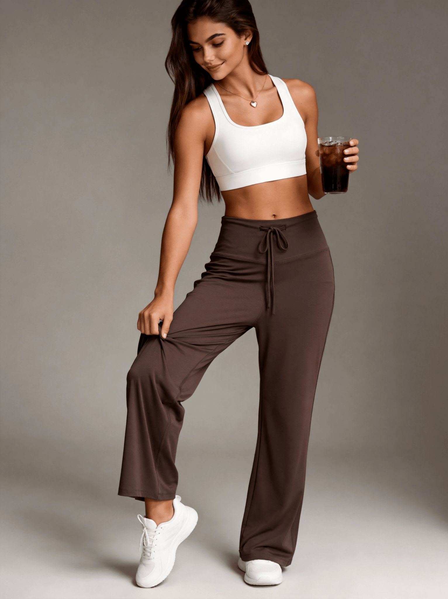 Ceecile EaseFlow High-Waisted Drawstring Wide Leg Sports Yoga Pants - Women's Activewear by Ceecile