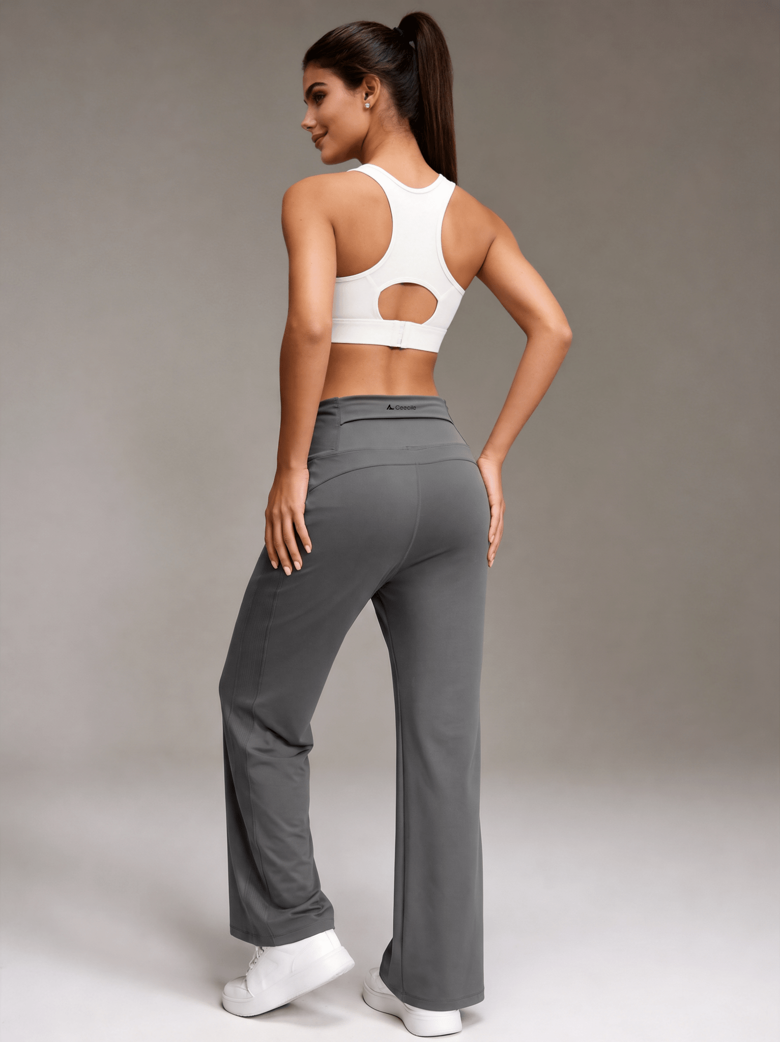 Ceecile EaseFlow High-Waisted Drawstring Wide Leg Sports Yoga Pants - Women's Activewear by Ceecile
