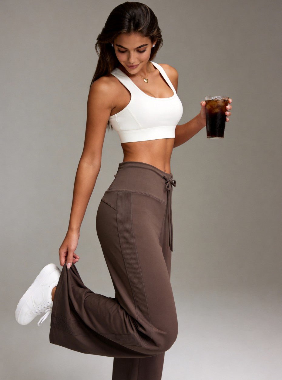 Ceecile EaseFlow High-Waisted Drawstring Wide Leg Sports Yoga Pants - Women's Activewear by Ceecile