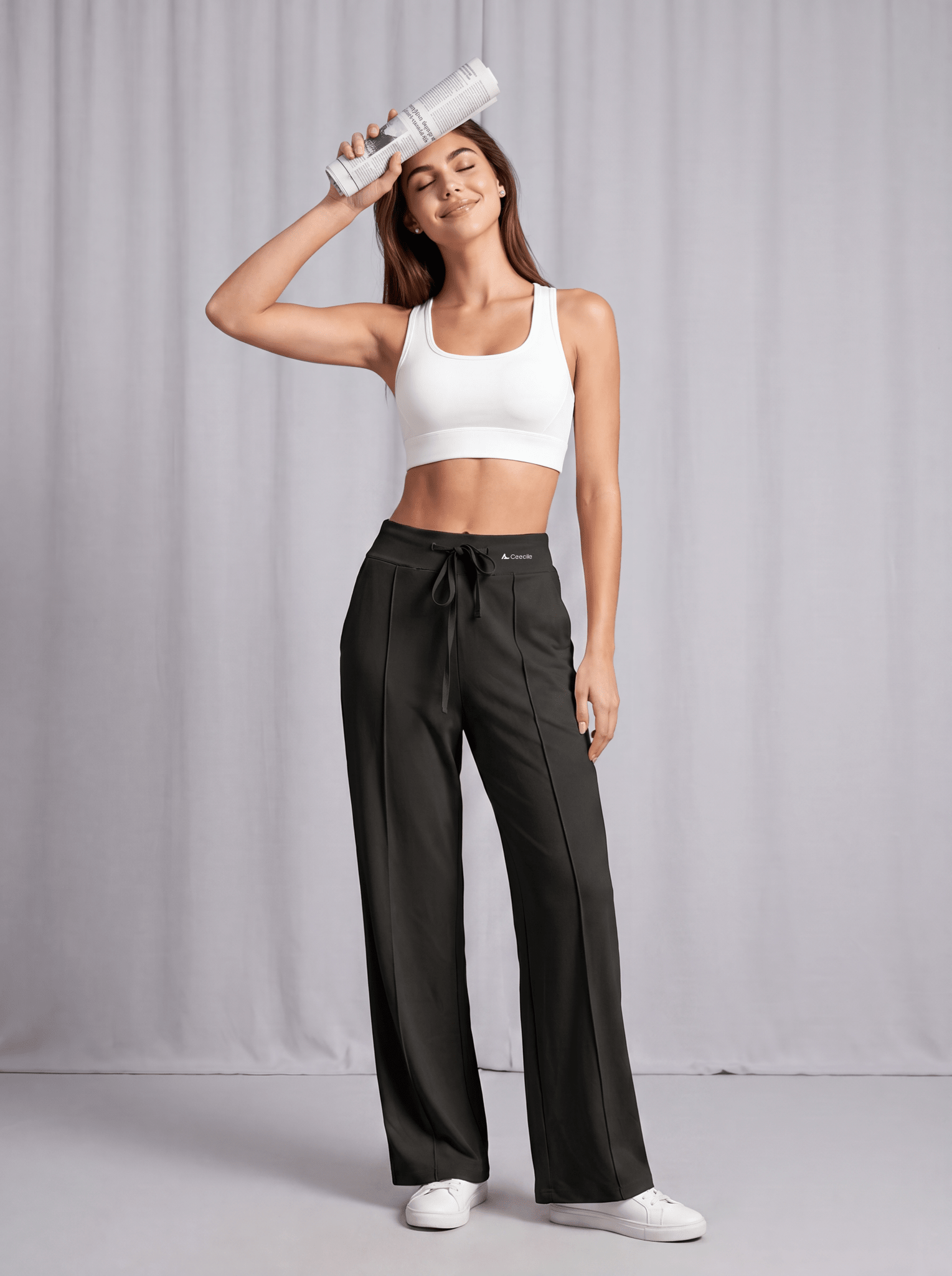 Ceecile EaseLine High-Waisted Drawstring Straight-Leg Pants - Women's Activewear by Ceecile