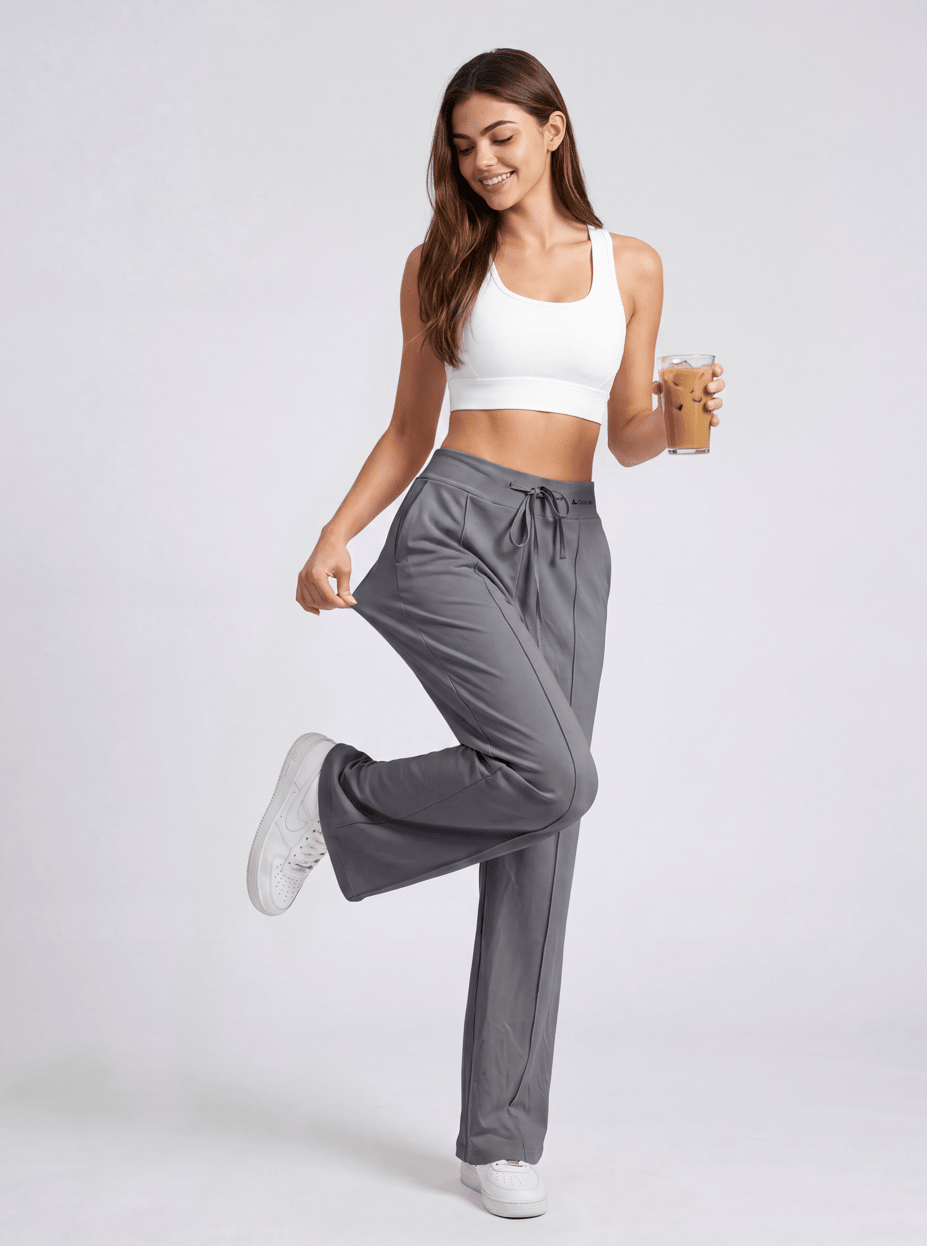 Ceecile EaseLine High-Waisted Drawstring Straight-Leg Pants - Women's Activewear by Ceecile