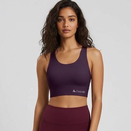 Ceecile MOTION Fixed Pad Sports Bra | Wireless Racerback Gym Yoga Top - Women's Activewear by Ceecile