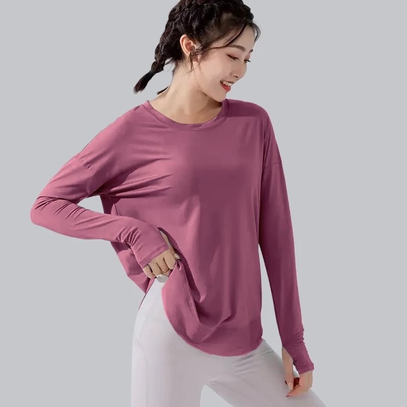 Ceecile Women's Long Sleeve Sports Shirt – Protective Hand Design with Mesh Panels | Quick - Dry Activewear - Women's Activewear by Ceecile