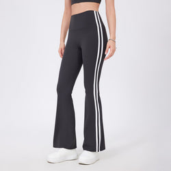 High Waist Flared Yoga Pants with Side Stripes | Stretchy Bootcut Sports Leggings - Women's Activewear by Ceecile