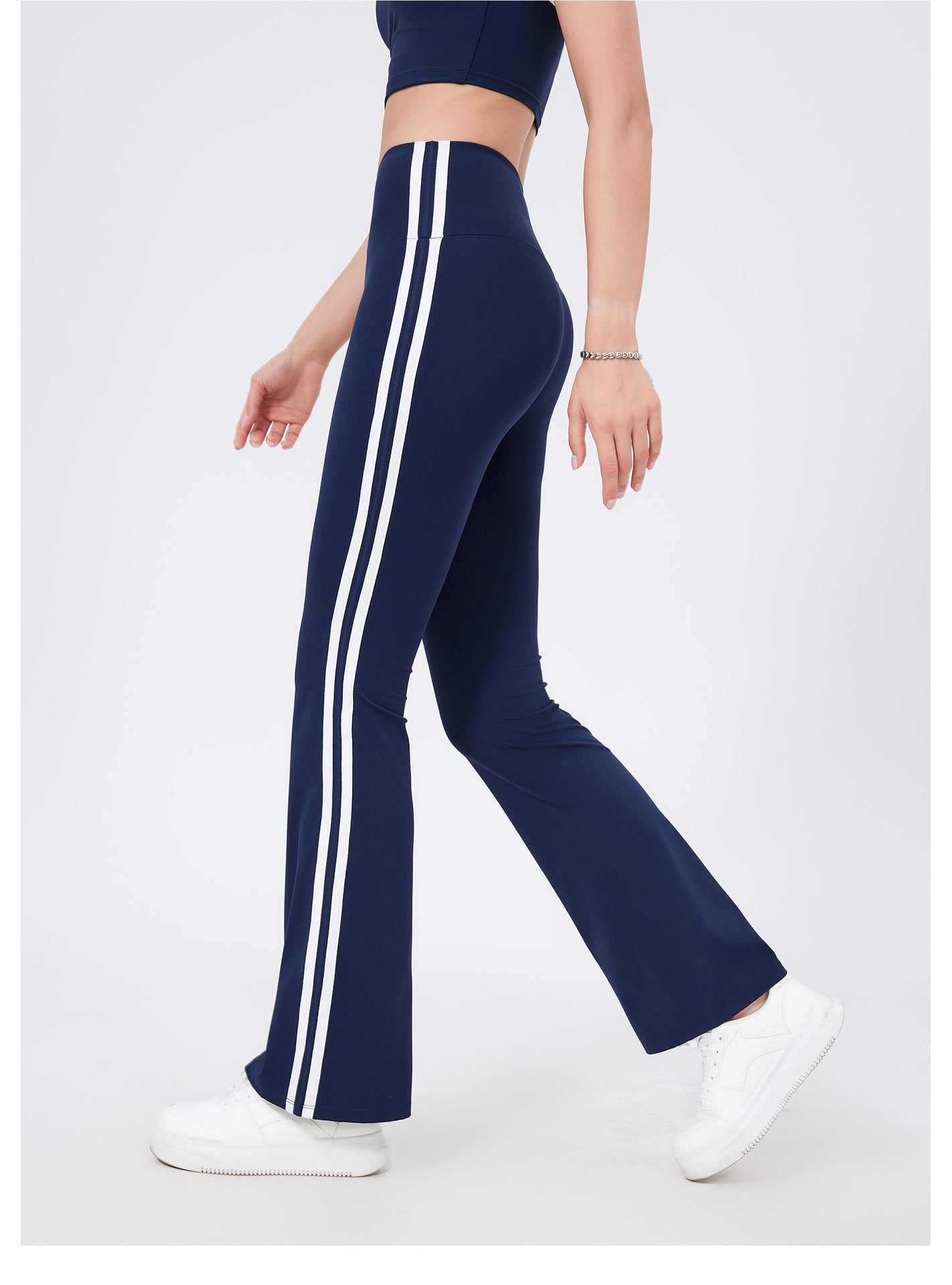 High Waist Flared Yoga Pants with Side Stripes | Stretchy Bootcut Sports Leggings - Women's Activewear by Ceecile