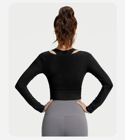 Mesh Patchwork 2 - in - 1 Long Sleeve | Running & Yoga Top | Built - in Bra | Sportswear - Women's Activewear by Ceecile