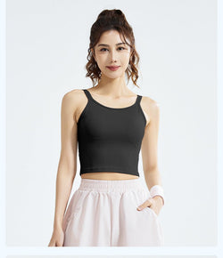 Striped Sports Bra Vest | Fixed Shoulder Straps | Padded | Slim Fit | Breathable Yoga Gym Top - Women's Activewear by Ceecile
