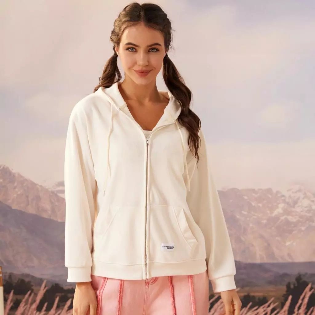Women Hoodie Plain Long Sleeve Pullover - Women's Activewear by Ceecile