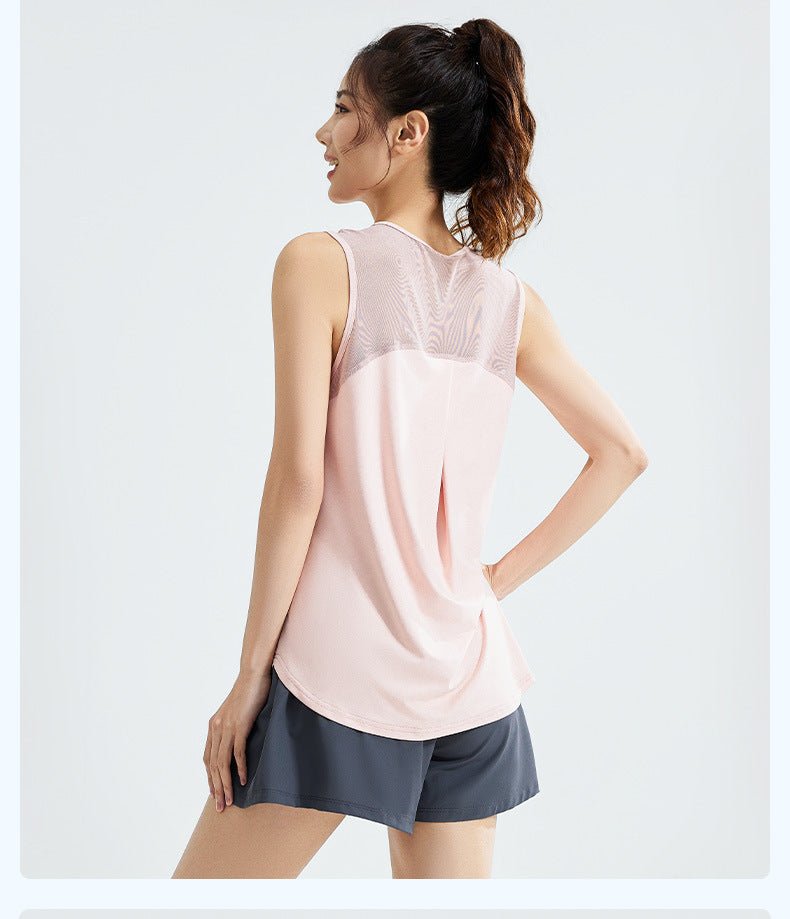 Women Loose Fit Yoga Tank Top - Sleeveless Mesh Sports Vest for Running & Workout - Women's Activewear by Ceecile