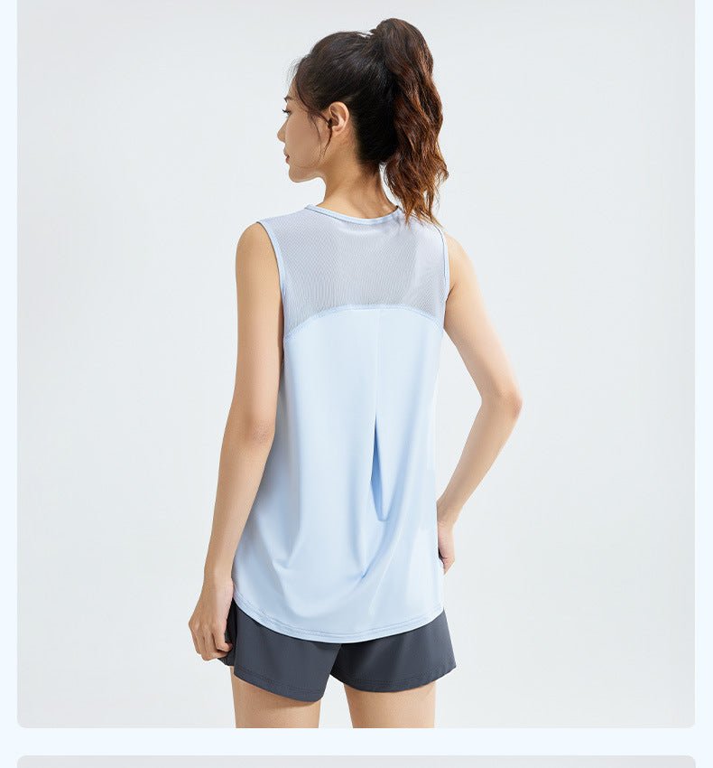 Women Loose Fit Yoga Tank Top - Sleeveless Mesh Sports Vest for Running & Workout - Women's Activewear by Ceecile
