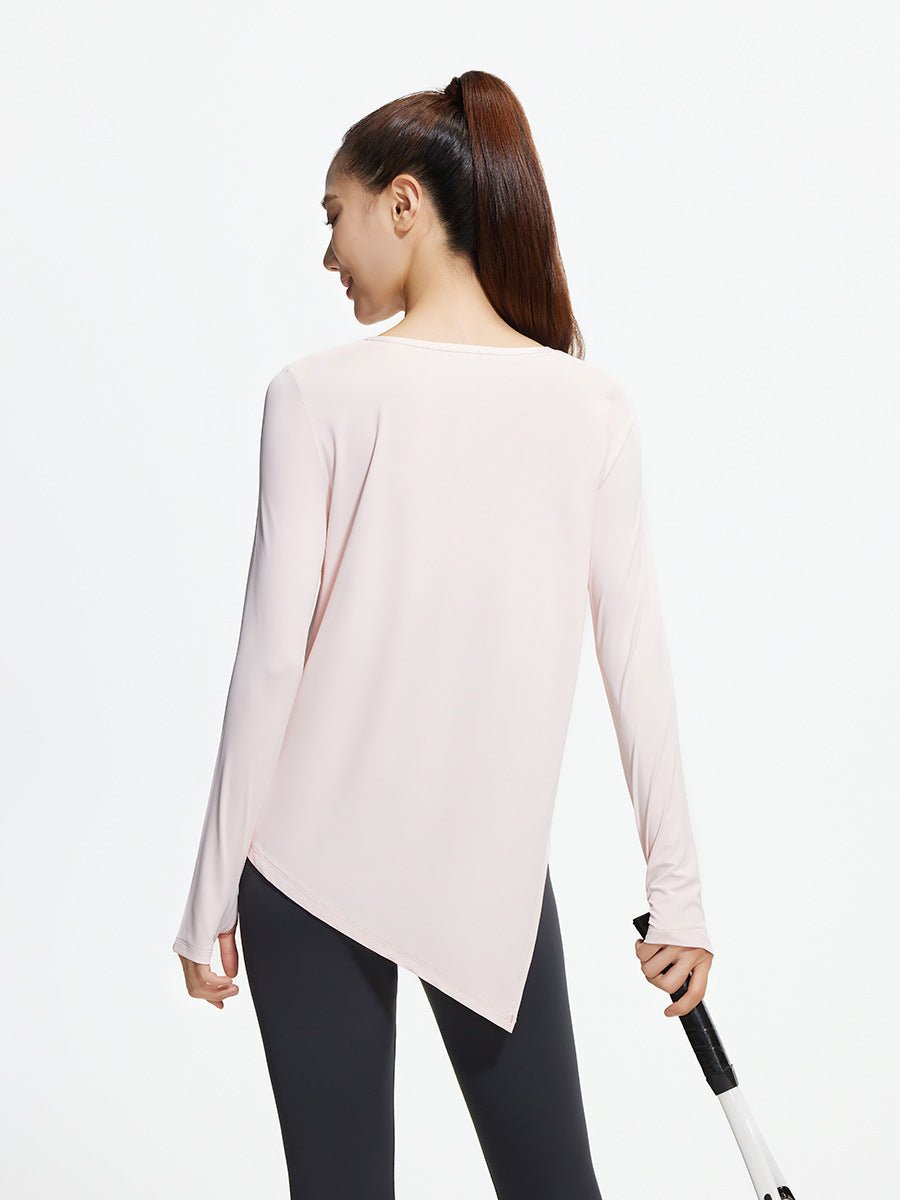 Women Outdoor Long Sleeve Loose Split Ice Silk Yoga Shirt - Women's Activewear by Ceecile