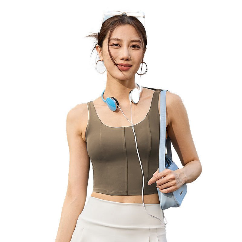 Women U - Neck Yoga Crop Top | Padded Sports Bra | Daily & Gym Wear - Women's Activewear by Ceecile